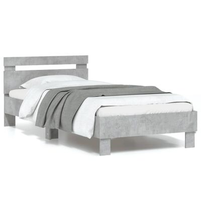 vidaXL Cadre de lit sans matelas avec lumières LED gris béton 90x190cm