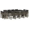 vidaXL Ensemble &agrave; manger de jardin coussins 13 pcs gris r&eacute;sine tress&eacute;e