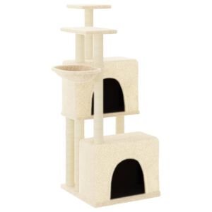 vidaXL Arbre &agrave; chat avec griffoirs en sisal cr&egrave;me 122 cm