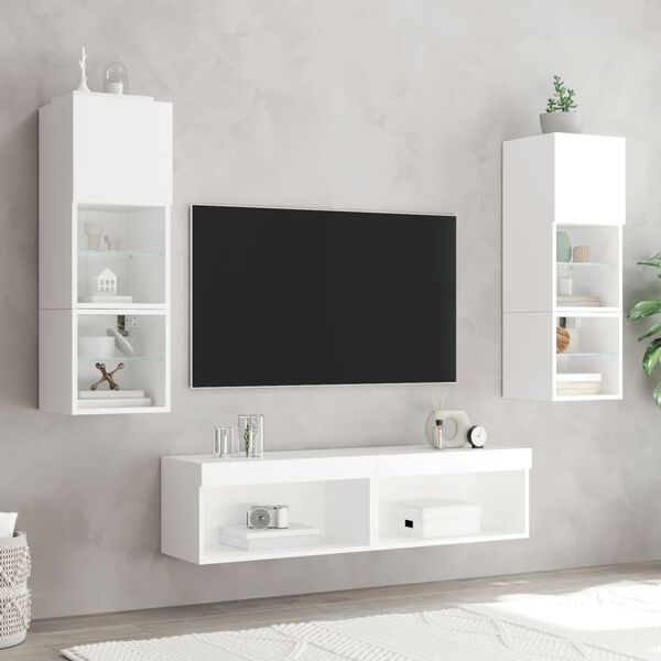 vidaXL Meubles TV avec lumières LED 2 pcs blanc 60x30x30 cm