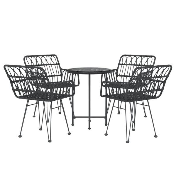 vidaXL Ensemble &agrave; manger de jardin 5 pcs Noir R&eacute;sine tress&eacute;e