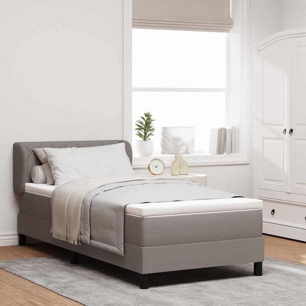 vidaXL Lit &agrave; ressorts avec matelas Taupe 90 x 200 cm tissu