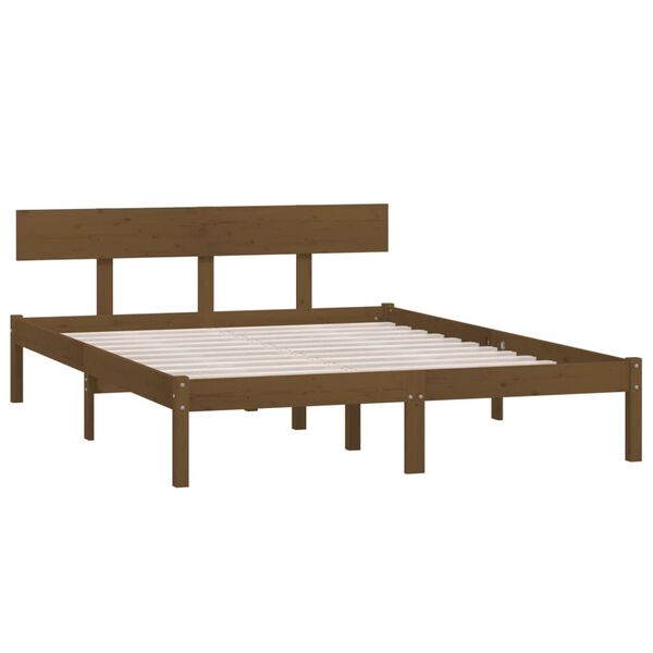 vidaXL Cadre de lit sans matelas marron miel bois massif 120x200 cm