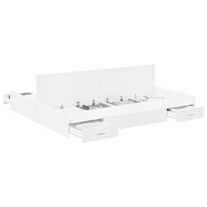 vidaXL Cadre de lit avec rangement avec tiroir Blanc 200 x 200 cm