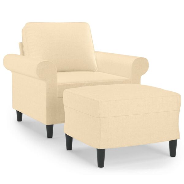 vidaXL Fauteuil avec repose-pied Cr&egrave;me 60 cm Tissu