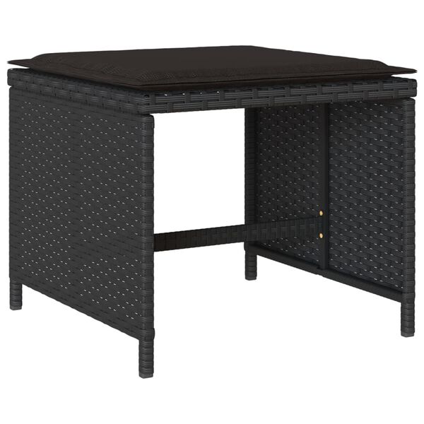 vidaXL Ensemble &agrave; manger de jardin 17 pcs coussins noir r&eacute;sine tress&eacute;e