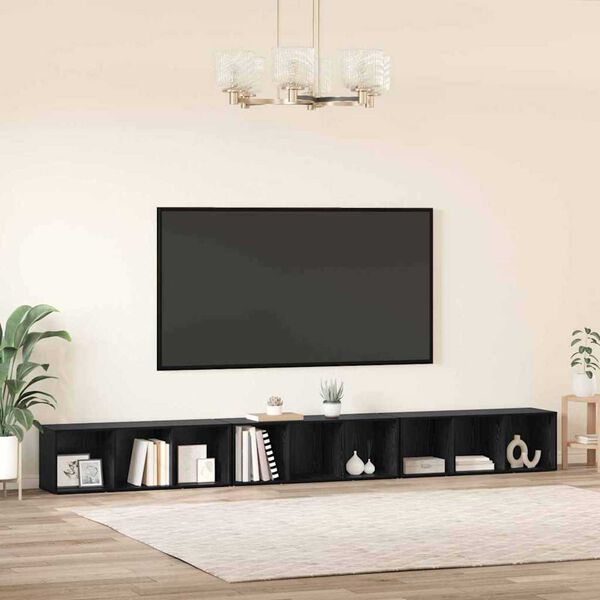 vidaXL Ensemble meuble TV 3 pcs Ch&ecirc;ne noir 37 x 35 x 107,5 cm