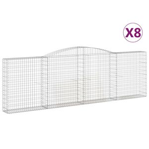 vidaXL Paniers &agrave; gabions arqu&eacute;s 8 pcs 400x30x120/140 cm Fer galvanis&eacute;