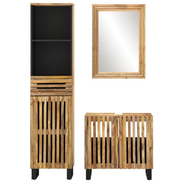 vidaXL Ensemble de meubles de bain 3 pcs bois massif de manguier brut