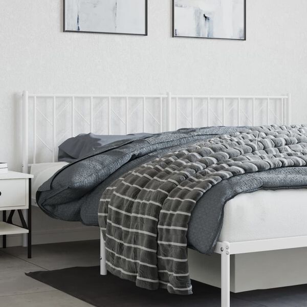 vidaXL T&ecirc;te de lit de remplacement m&eacute;tal blanc 193 cm