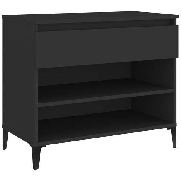 vidaXL Armoire &agrave; chaussures Noir 70x36x60 cm Bois d'ing&eacute;nierie