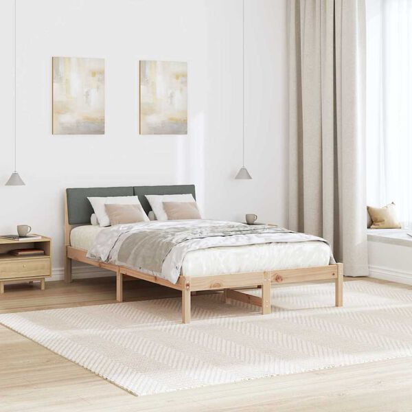 vidaXL Cadre de lit avec t&ecirc;te de lit marron et gris fonc&eacute; 120 x 190 cm