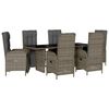 vidaXL Ensemble &agrave; manger de jardin et coussins 7 pcs gris rotin