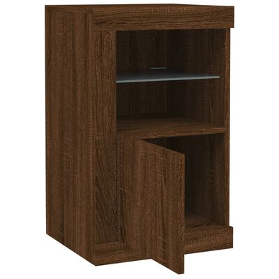 vidaXL Armoire latérale avec lumières LED chêne marron bois ingénierie