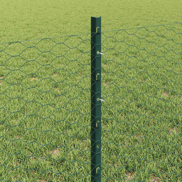 vidaXL Cl&ocirc;ture avec poteau Vert 0,6 x 50 m Acier et PVC