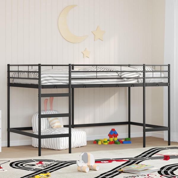 vidaXL Lit mezzanine pour enfants Noir 99,5 x 200 cm Acier
