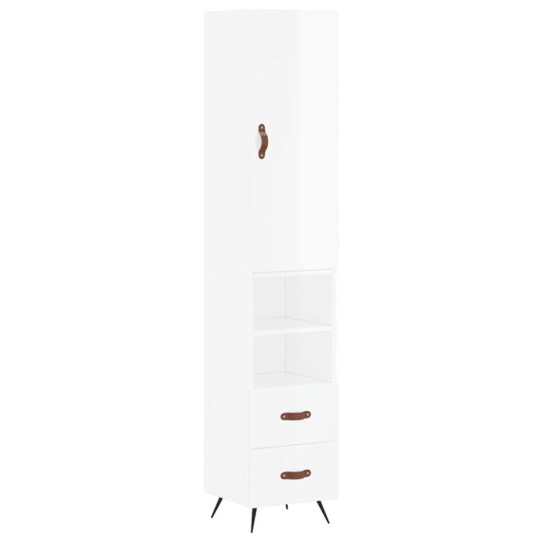 vidaXL Buffet haut Blanc brillant 34,5x34x180 cm Bois d'ing&eacute;nierie