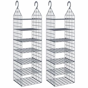 vidaXL Organisateur de garde-robe suspendu avec 7 &eacute;tag&egrave;res 2 pcs