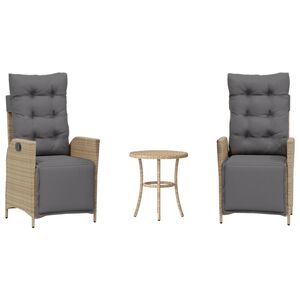 vidaXL Ensemble de bistro 3 pcs coussins m&eacute;lange beige r&eacute;sine tress&eacute;e