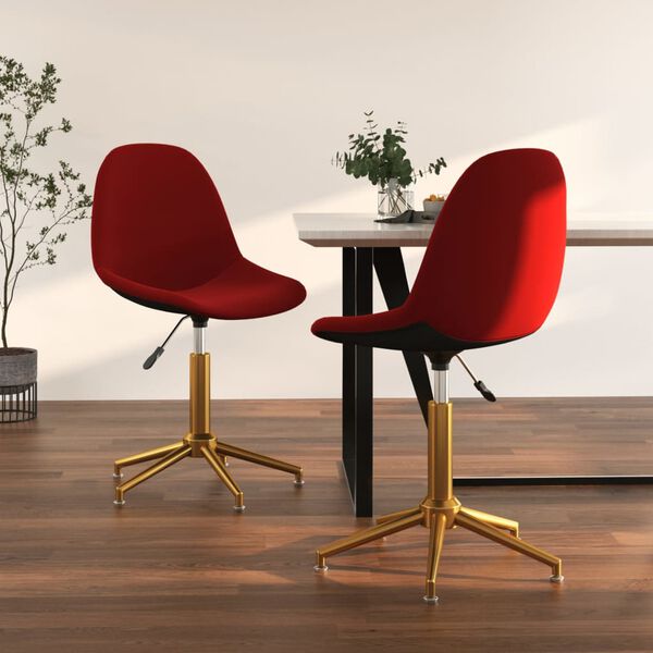 vidaXL Chaises pivotantes &agrave; manger lot de 2 Rouge bordeaux Velours