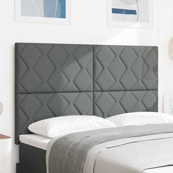 vidaXL T&ecirc;te de lit avec t&ecirc;te de lit Gris fonc&eacute; 144 cm Cuir synth&eacute;tique