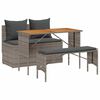 vidaXL Ensemble de salle &agrave; manger de jardin 3 pcs avec coussins gris r&eacute;sine tress&eacute;e