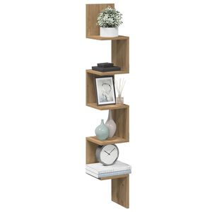 vidaXL &Eacute;tag&egrave;re d'angle murale ch&ecirc;ne artisanal 20x20x127,5 cm