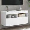 vidaXL Meuble TV mural avec lumi&egrave;res LED blanc 80x30x40 cm