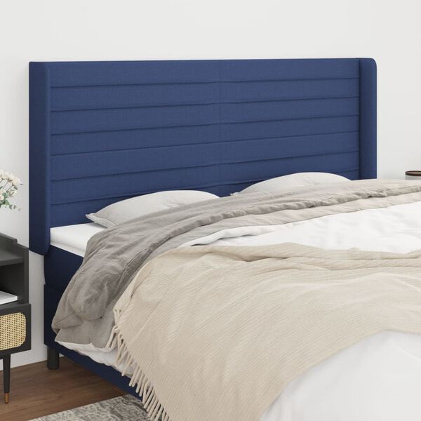 vidaXL T&ecirc;te de lit avec oreilles Bleu 183x16x118/128 cm Tissu