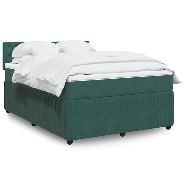 vidaXL Sommier &agrave; lattes de lit et matelas Vert fonc&eacute; 160x200cm Velours