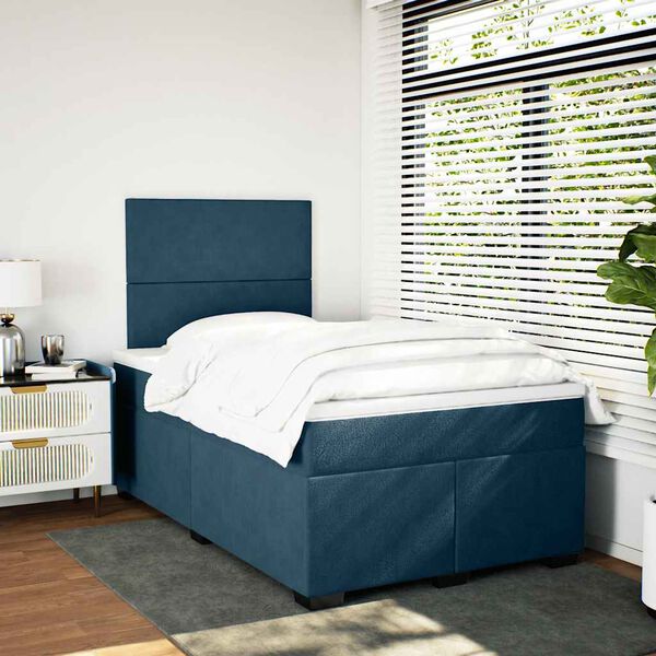 vidaXL Sommier &agrave; lattes de lit et matelas bleu 120x190 cm velours