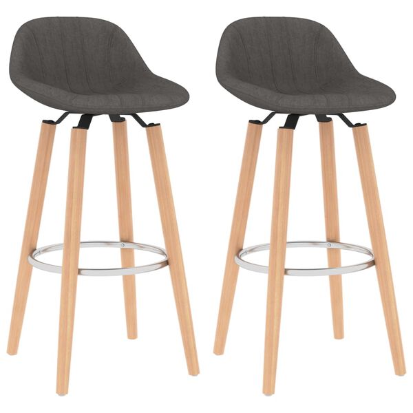 vidaXL Tabourets de bar lot de 2 gris fonc&eacute; tissu