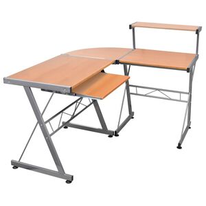 vidaXL Bureau d'ordinateur d'angle Marron 132x112x99cm Bois ing&eacute;nierie