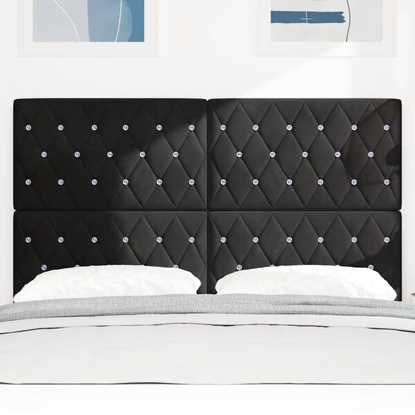 vidaXL T&ecirc;te de lit LED avec des lumi&egrave;res &agrave; LED Noir 160 cm Polyester