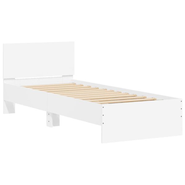 vidaXL Cadre de lit sans matelas avec t&ecirc;te de lit blanc 90x190 cm