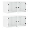 vidaXL Armoires murales avec portes en verre 2 pcs blanc 68,5x37x35 cm