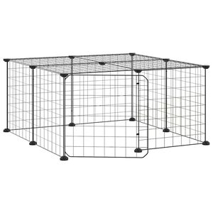 vidaXL Cage animaux de compagnie &agrave; 12 panneaux et porte Noir 70x70x35 cm