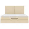 VidaXL Cadre de lit ottoman avec matelas cr&egrave;me 180x200 cm tissu