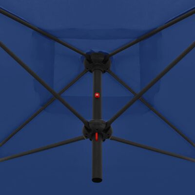 vidaXL Parasol double avec mât en acier 250 x 250 cm Bleu azuré