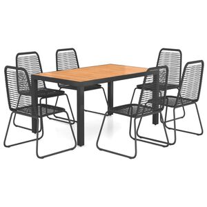 vidaXL Ensemble &agrave; Manger de jardin 7pcs PVC r&eacute;sine tress&eacute;e noir marron