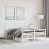 vidaXL Cadre de lit m&eacute;tal sans matelas et pied de lit blanc 140x200 cm