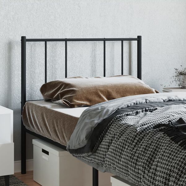 vidaXL T&ecirc;te de lit de remplacement m&eacute;tal noir 75 cm