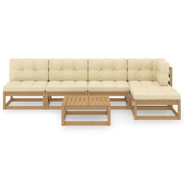 vidaXL Salon de jardin 6 pcs avec coussins Bois de pin massif