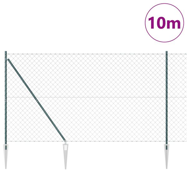 vidaXL Poteau de cl&ocirc;ture. Vert 10 x 1,6 m (maillage 60 x 60 mm)