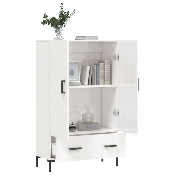 vidaXL Buffet haut blanc brillant 69,5x31x115 cm bois d'ing&eacute;nierie