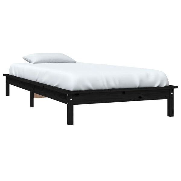 vidaXL Cadre de lit sans matelas noir 100x200 cm bois massif