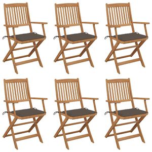 vidaXL Chaises pliantes 6 pi&egrave;ces avec coussins en bois d'acacia massif