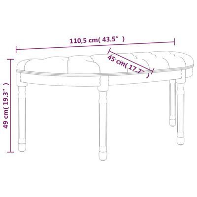 vidaXL Banc Gris foncé 110,5x45x49 cm Velours