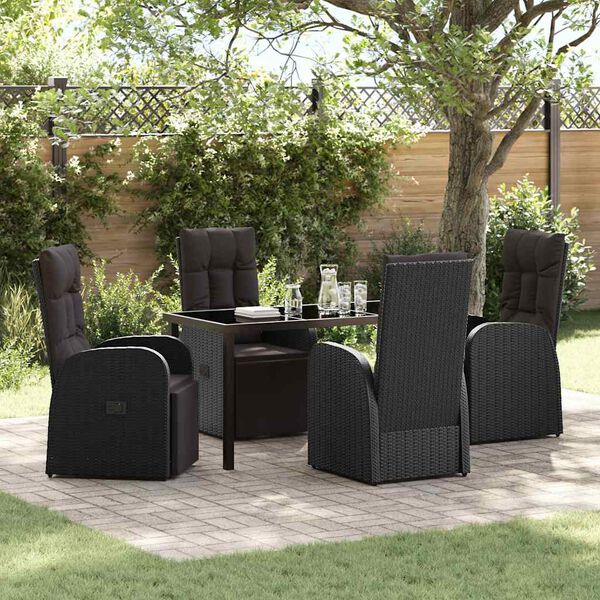 vidaXL Ensemble de salle &agrave; manger pour jardin 5 pcs Noir polyrotin