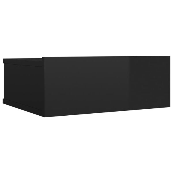 vidaXL Table de chevet flottante noir brillant Bois d'ing&eacute;nierie